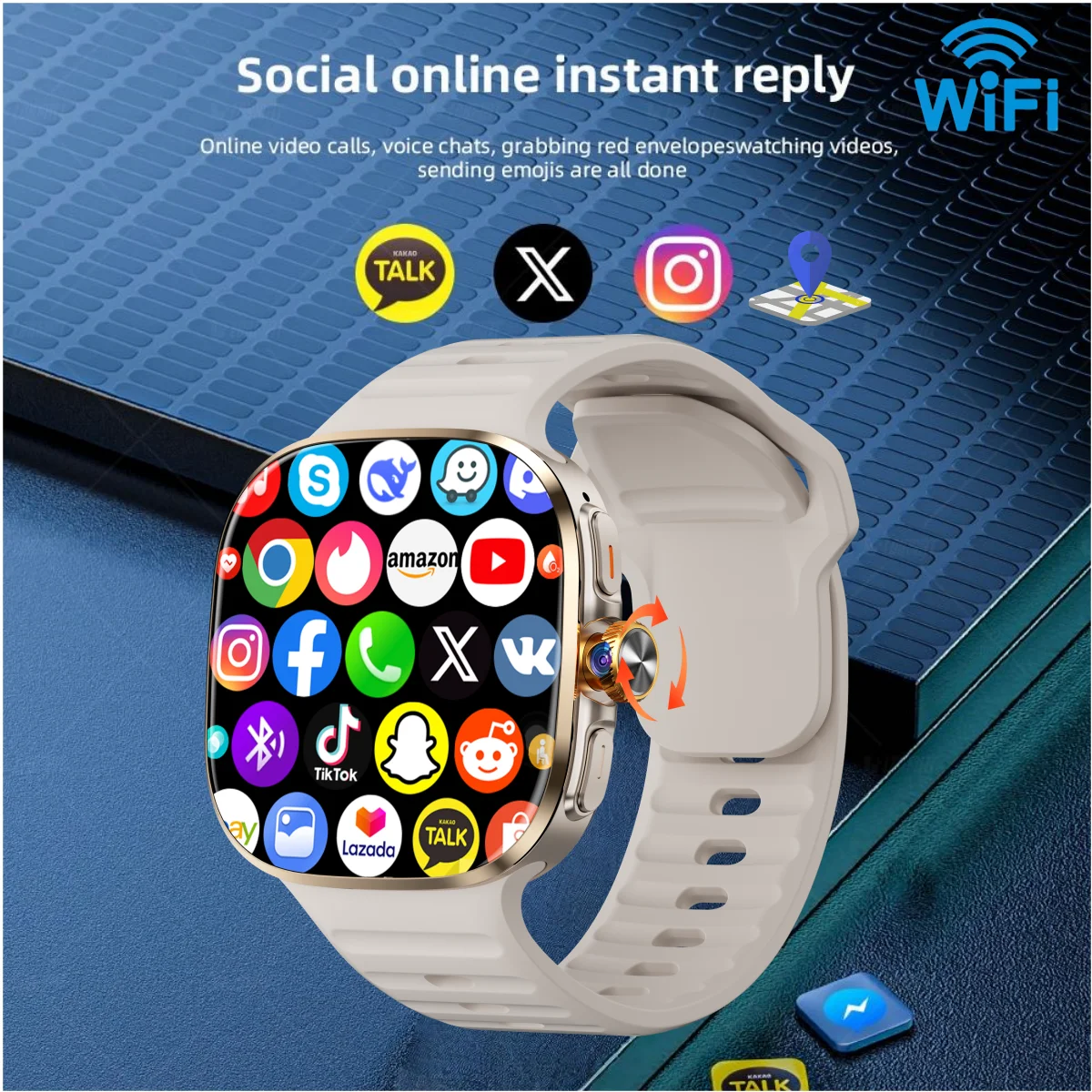 

32GB+1024GB Android 10.0 Smartwatch 2.4inch Amoled Smart Watches With Rotary Camera GPS WIFI NFC SIM Card Slot 2100Mah Battery