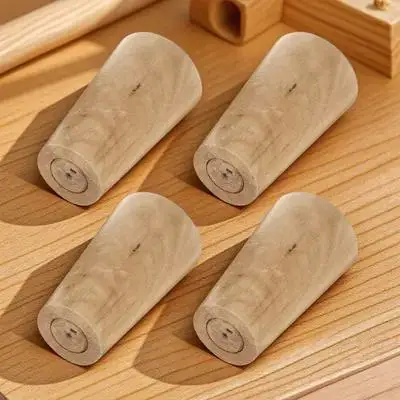 4 szt. Nóżki meblowe z litego drewna, naturalna faktura, nogi z twardego drewna, ochrona podłogi, wymienne nóżki do sofy, komody, stołu, nóżki meblowe typu bun