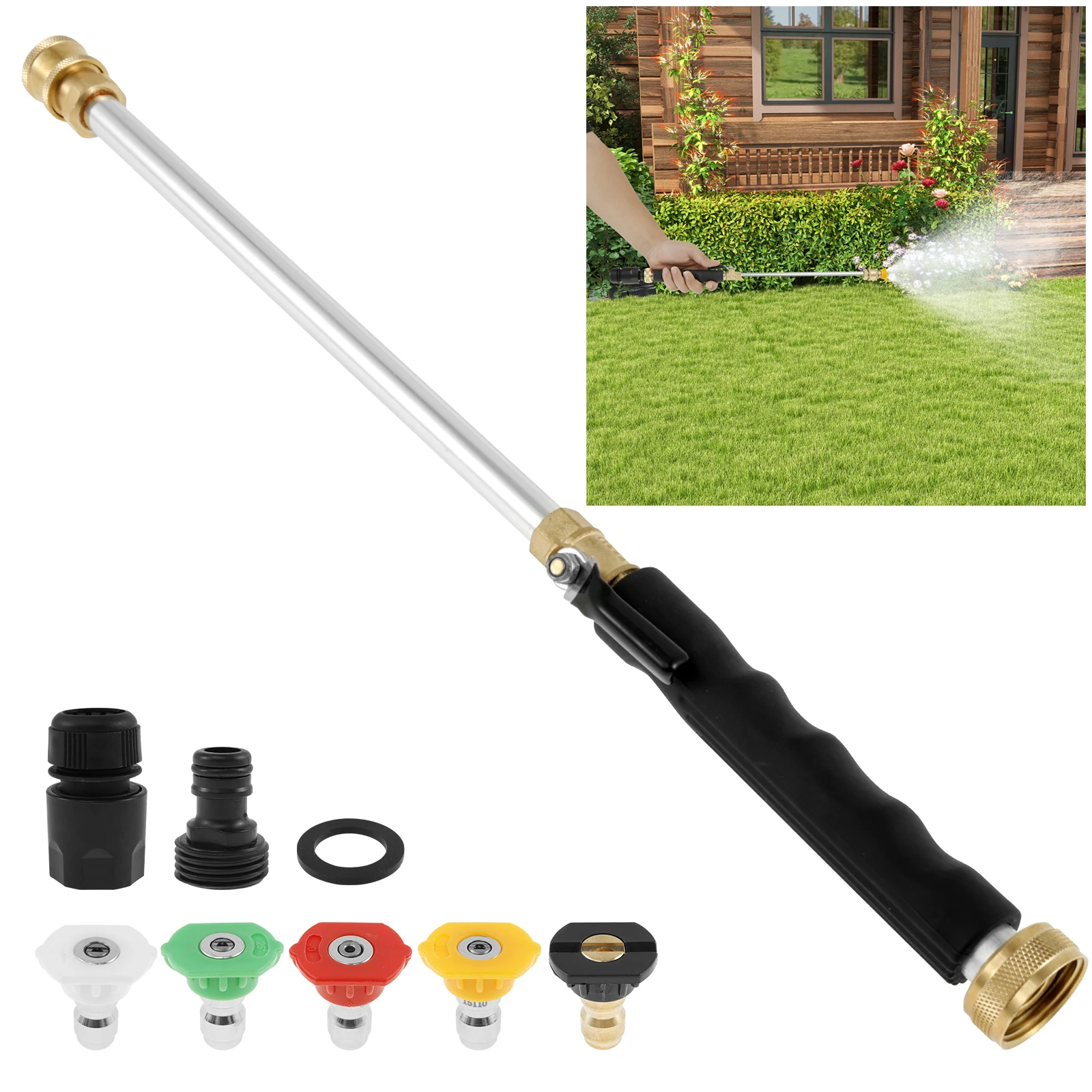 Stainless Steel Watering Wand Sprayer Durable Adjustable Lightweight Garden Nozzle For Watering Car Washes High Pressure JJ3171