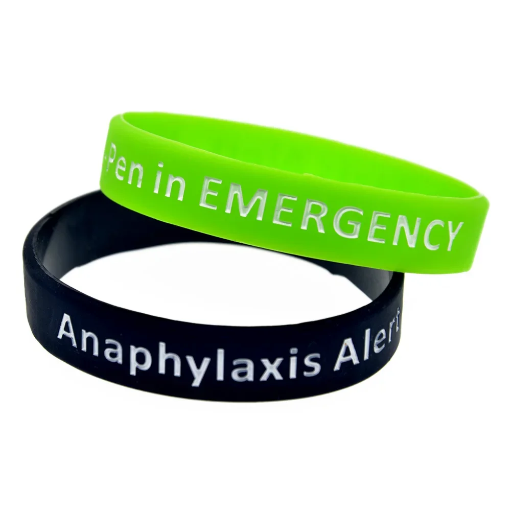 Anaphylaxis Alert Silicone Wristbands Adult Size 5 Pcs