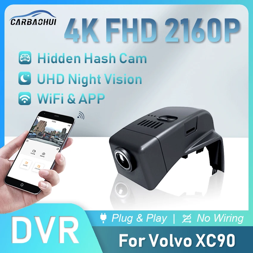 

Hidden 4K 2160P Plug and Play Car Wifi DVR Video Recorder Dash Cam Camera For Volvo XC90 2014-2022 Wiper HD Wireless DashCam