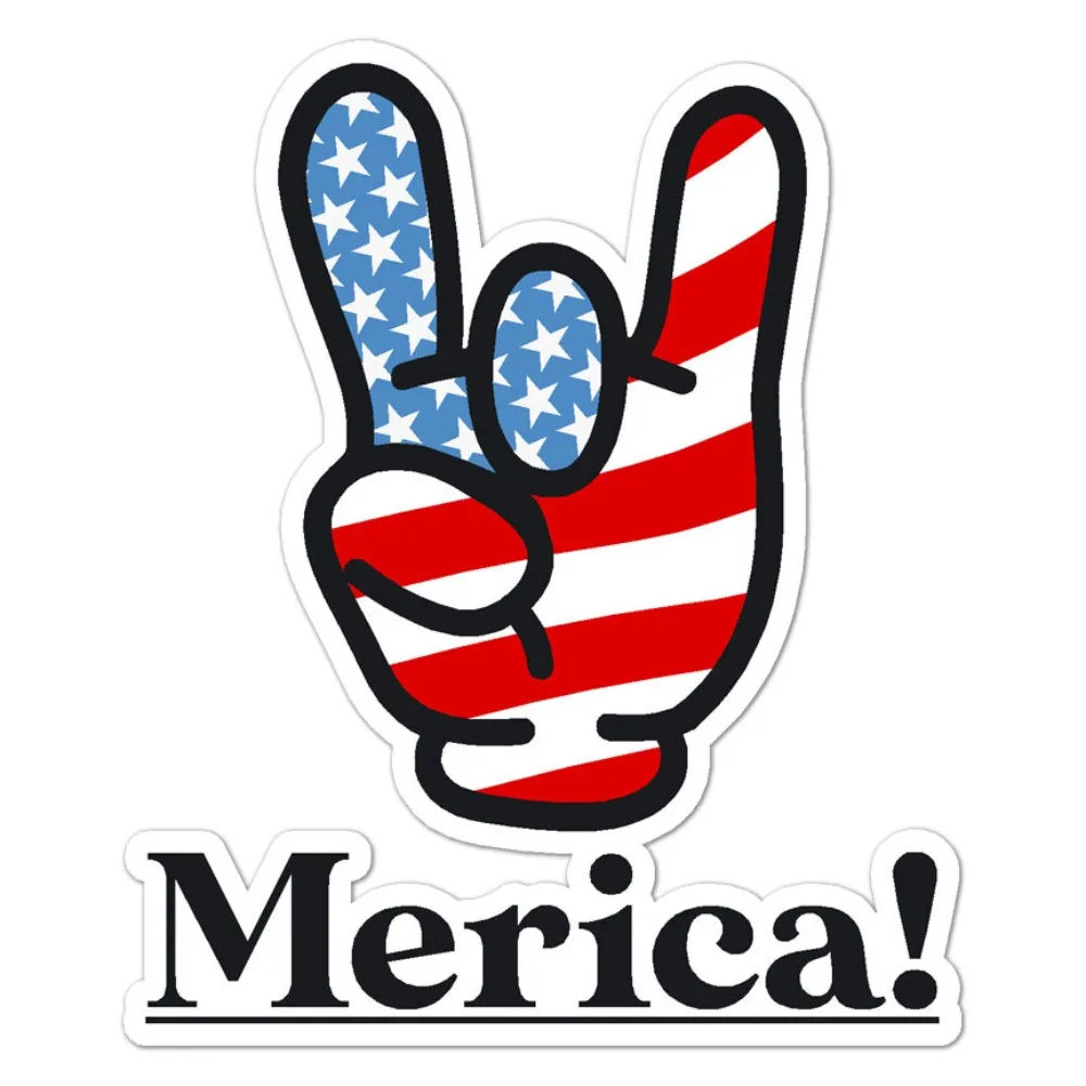 Merica Devil's Horns Flag Vinyl Decal Sticker Indoor Outdoor Waterproof Car Laptop Window Bumper Cute Vintage Retro Aesthetic