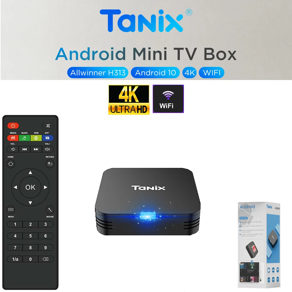 TANIX TX1 Android 10.0 Allwinner H313 Quad Core 4K Video Mini TV Stick 2.4G Wifi RAM 1GB 2GB ROM 8GB 16GB Smart TV Box