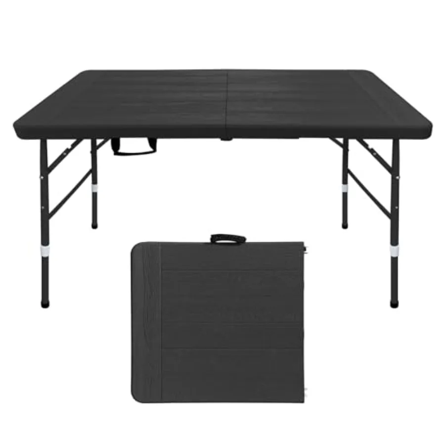 

Folding Table for Party, Dining, Wedding, Events, Picnic, Indoor, Outdoor, Camping; Steel Legs; Black; Heavy Duty, Portable, wi