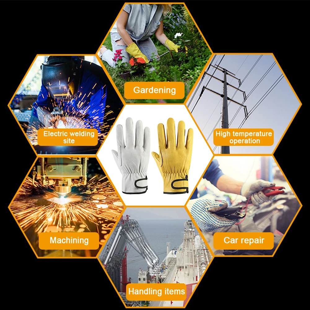 Guantes de trabajo multiusos para hombre y mujer, protectores de seguridad para agricultura, resistentes al desgaste, de cuero PU, para exteriores, manejo cómodo, 1 par