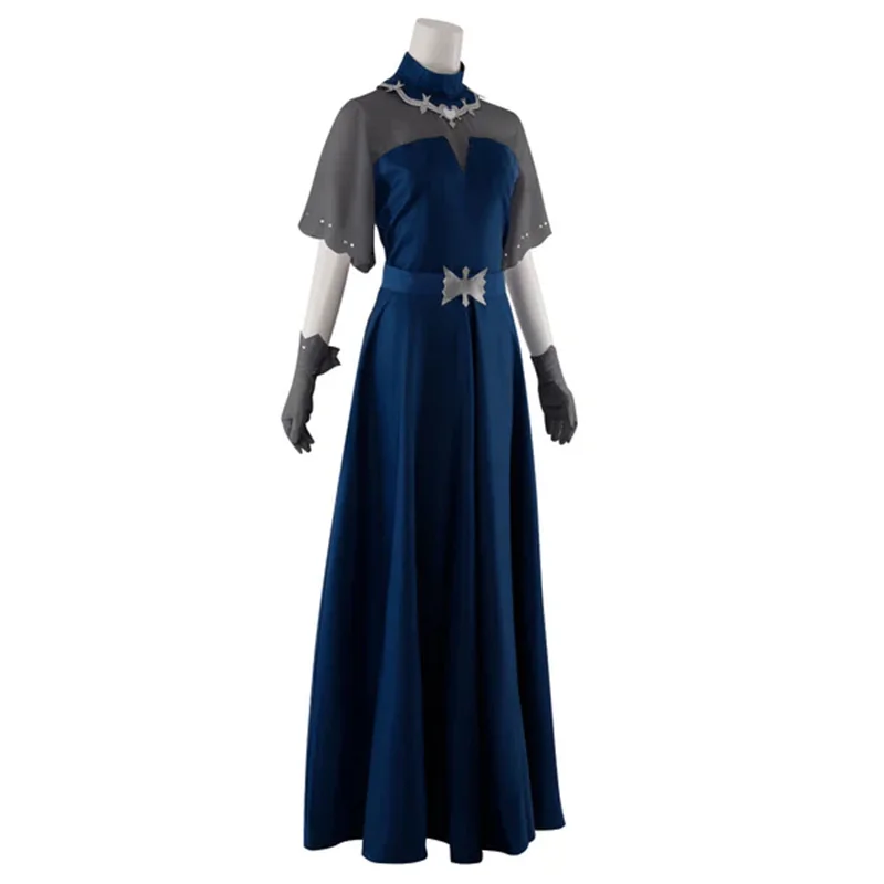 أزياء لينور التأثيرية للنساء فستان طويل مع قفازات فانتازيا بدلة الهالوين ملابس حفلات الكرنفال