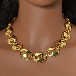 Stainless Steel Men's Women's Necklaces Light Luxury Exaggerated Geometry Golden Pig Nose Chain Hip-Hop Daily Party Wear Gifts