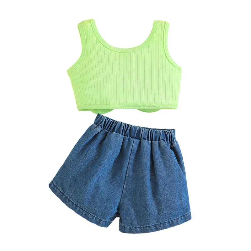 Baby Clothes Set Infant Toddler Girls Summer Cotton Sleeveless Tops and Shorts Suit Girls Trendy Outing Breathable Outfits 6M-3Y