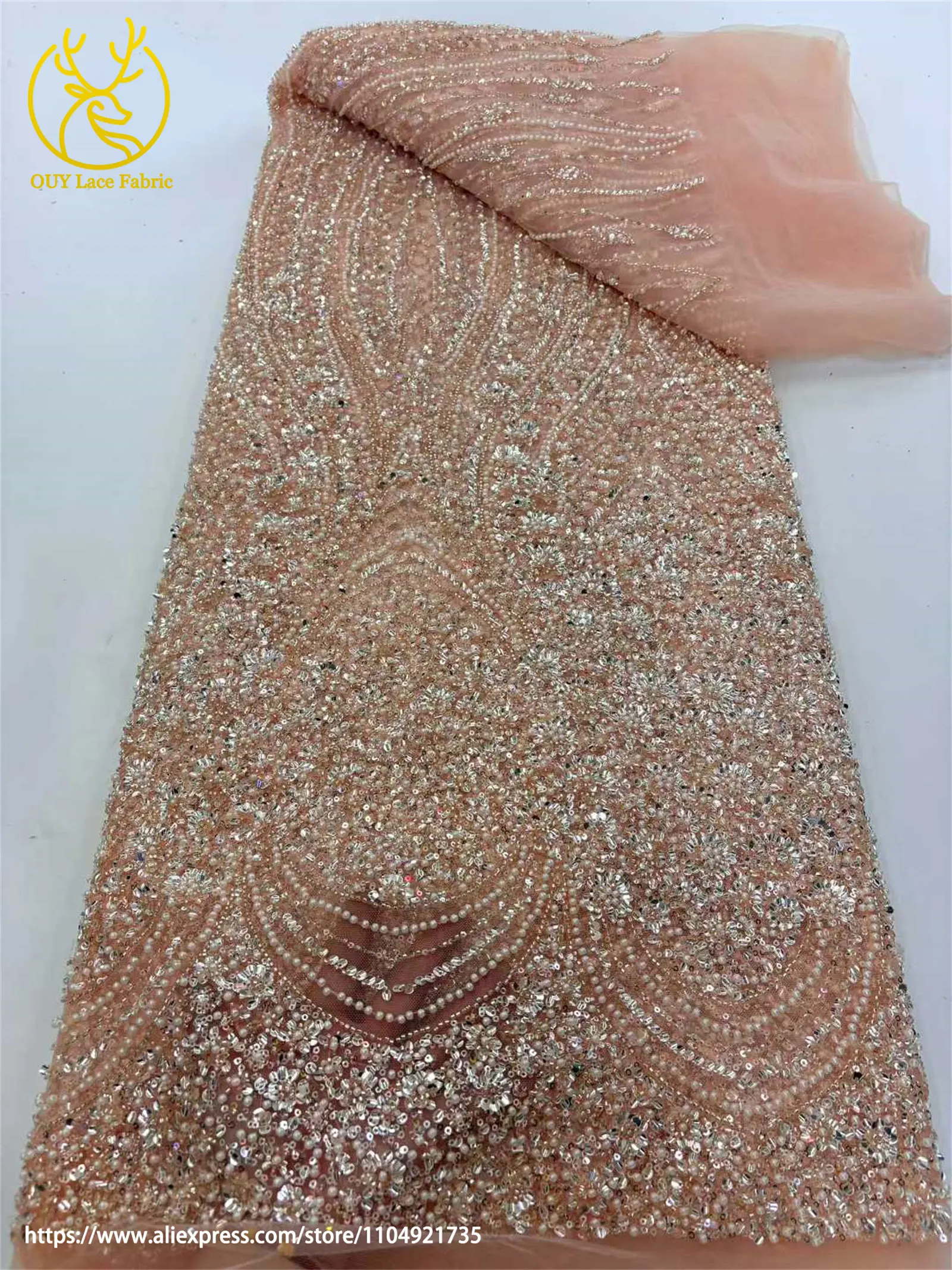 الأخضر الفاخر الأفريقي العريس الترتر أقمشة الدانتيل 2025 جودة عالية الفرنسية الثقيلة مطرز تول الدانتيل لخياطة فستان الزفاف الطرف