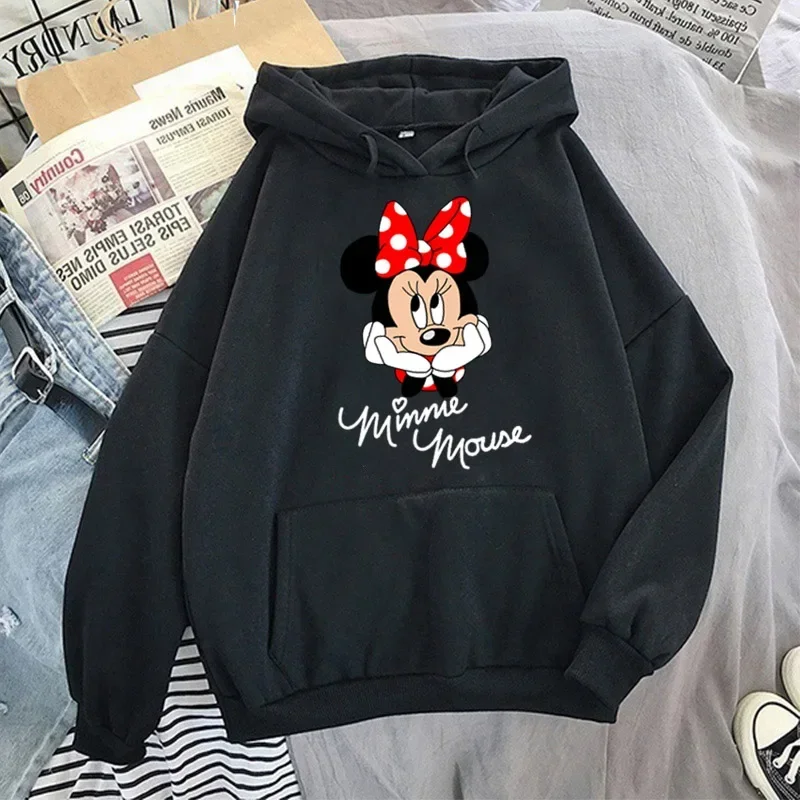 Minnie Mouse Women Hoodie Cartoon Top Cute Anime Long Sleeve Women\'s Sweatshirts Fashion Hooded Pullovers Long Sleeve Clothes