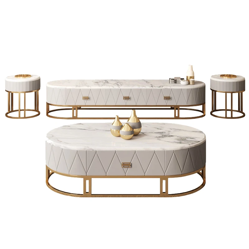 Muebles de sala de estar, mueble de TV con tapa de mármol blanco, mueble de MDF, mueble de TV, mueble de TV de madera