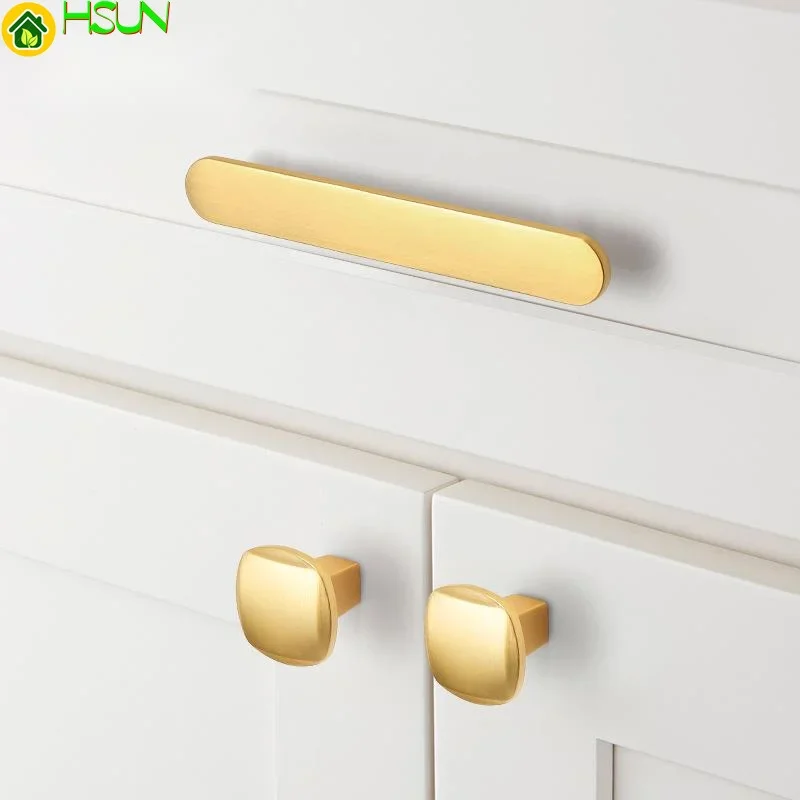 New Chinese wardrobe door handle modern simple drawer handle Nordic lengthened cabinet door handle copper wire drawing