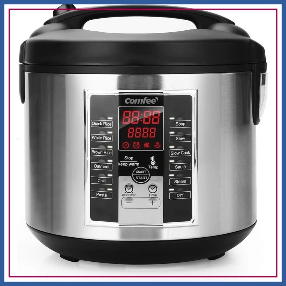 

Rice Cooker Multi Cooker 5.2Qt 12 Programs Slow Cooker Steamer Sauté 24H Preset Keep Warm