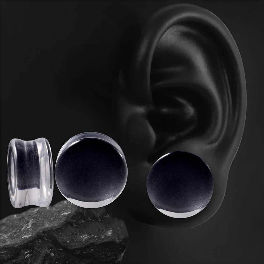 2Pcs Acrylic Top Quality Double Flare Flashback Ear Plugs Transparent Tunnel Gauge Ear Stretching Piercing Expander