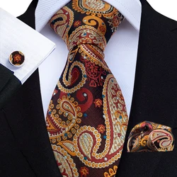 Green Floral Paisley Necktie Set para homens, negócio Formal Pocket Square Abotoaduras, acessórios para festa de casamento, Cravat