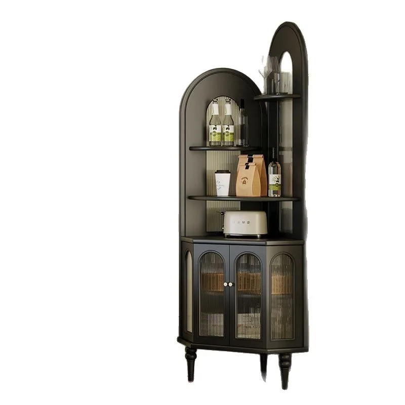 Estante esquinero de madera maciza retro francés, mueble esquinero para sala de estar