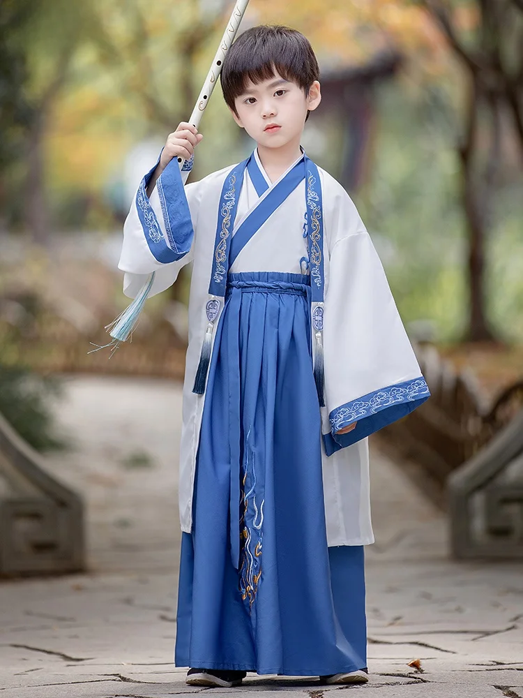 

Children's Hanfu Costume Boys' Traditional Performance Outfit Student Re Costume Autumn Tee-Character Classic Book C...