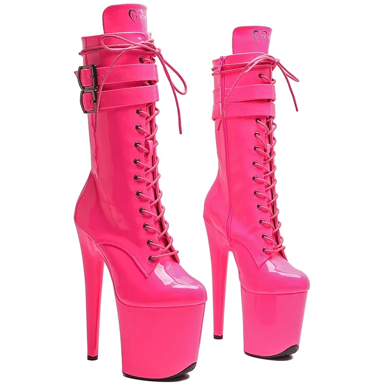 

Leecabe 20CM/8inches Patent upper High Heel platform Trend fashion party stripper heel Pole Dance boots