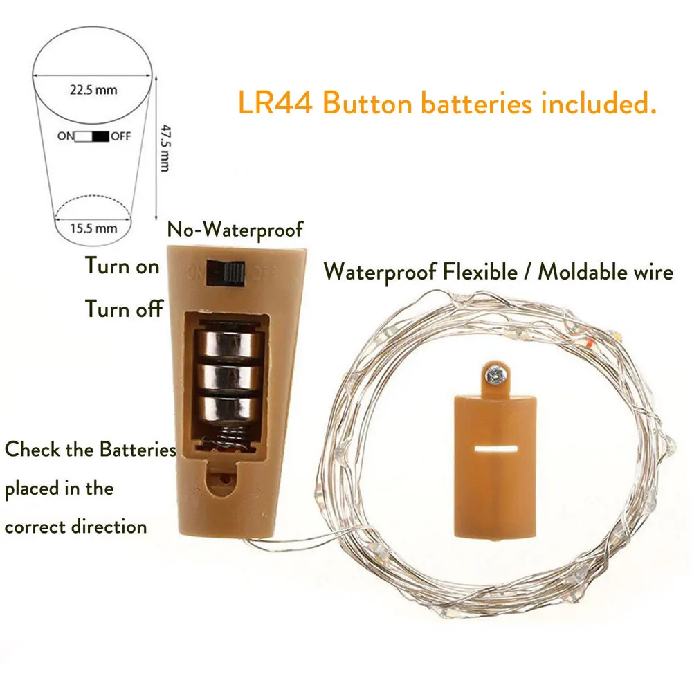 Warm White Bar LED Wine Bottle Cork String Lights Christmas Decor Led Lamp Bottle Fairy Lights Holiday Copper Wire Lights String