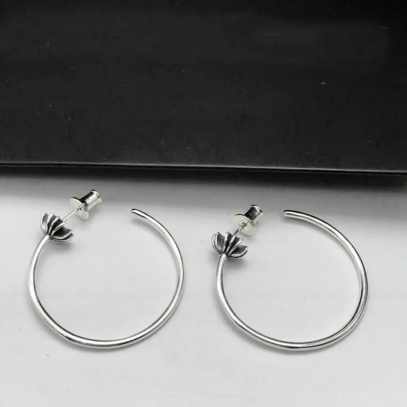 925 sterling silver cross Thai silver ear stud earring eardrop earring women's hip-hop fashion earrings cruciate flower earrings