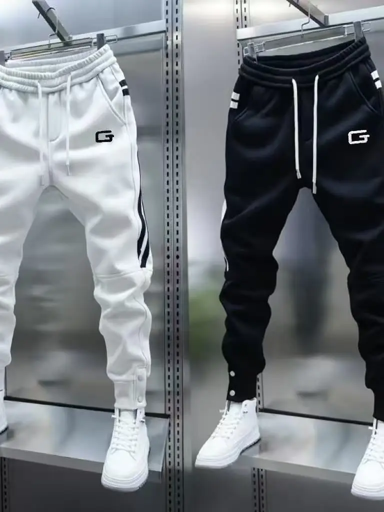 

Faionable Trousers for Men Loose Fit Spring Autumn Elastic Waist Corduroy Cuffed Casual Pants Urban Sle Youth Faion