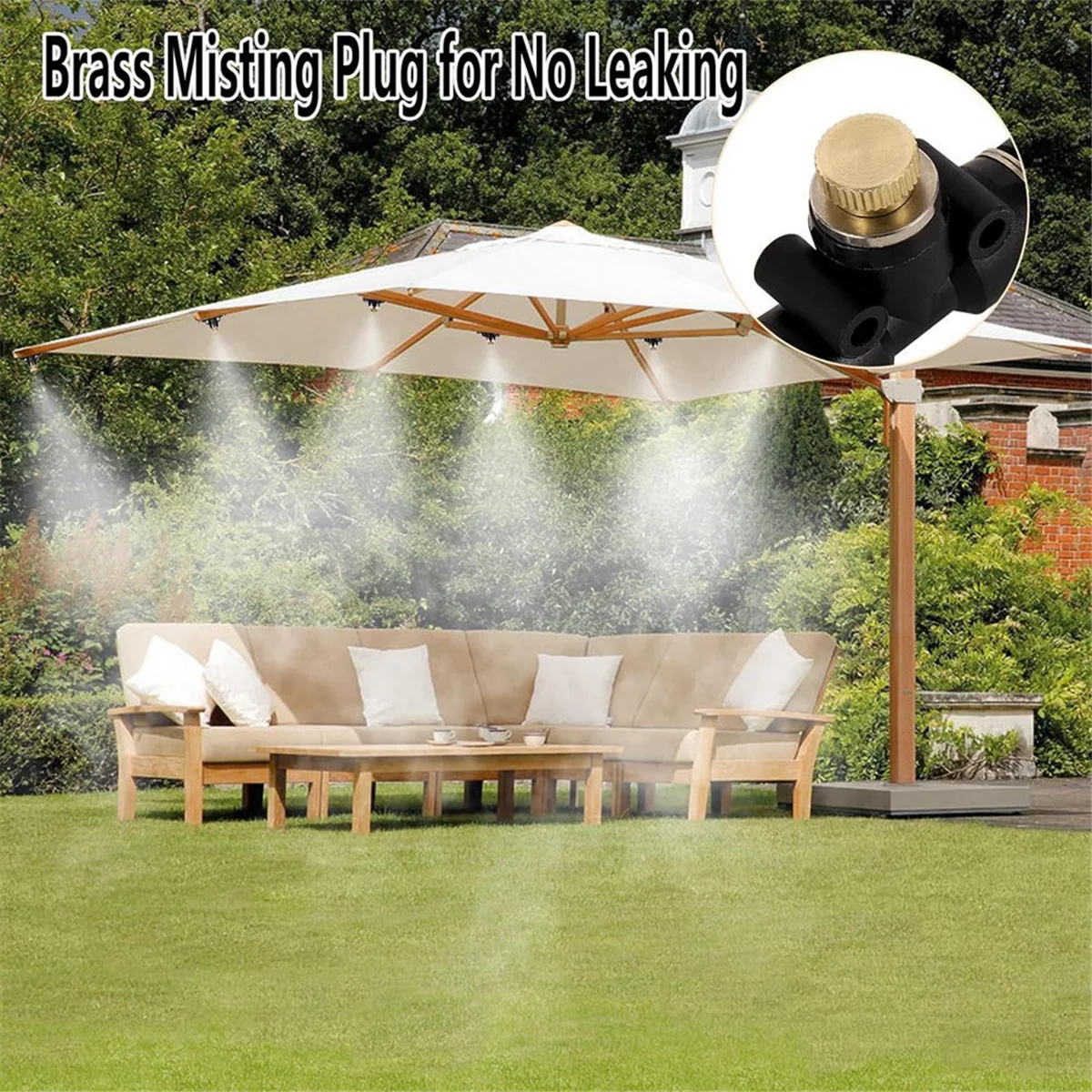 Brass Misting Nozzle Plug ,Thread Misting Nozzle Plug for Raised Garden Bed Backyard Outdoor Cooling System 12Pcs