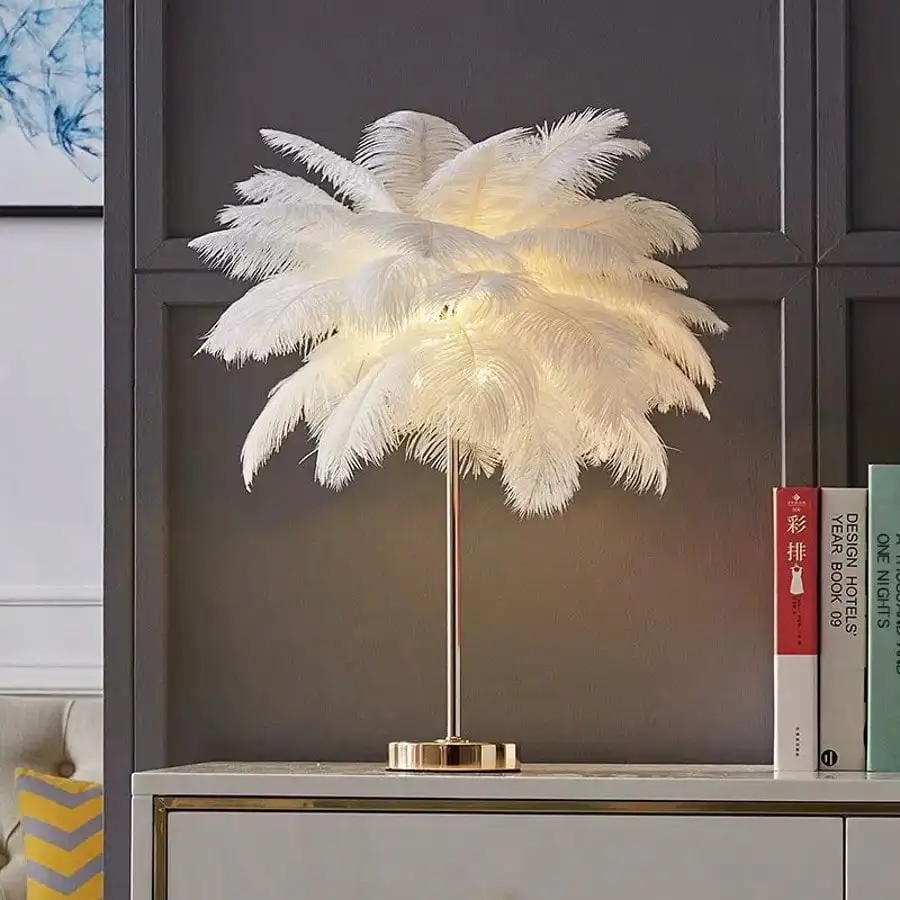 Rechargeable Feather Light With Built-In Battery, Portable Cordless DIY Home Living Room Coffee Table LED Decorative Lamp, Bedside Desk Lamp, Ins Style Girl Live Stream Atmosphere Light, Birthday Wedding Romantic Night Light，sr25090209056607787