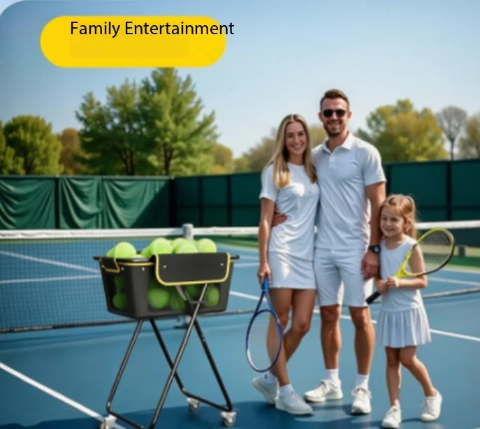 Foldable Wheeled Ball Storage Cart, Portable Rolling Tennis Pickleball Ball Basket with Movable Wheels, Ball Collector Trolley