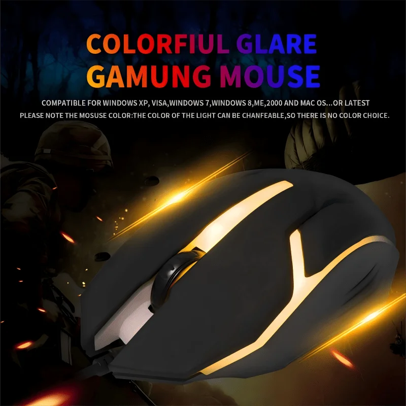 Wired Gaming Mouse with RGB Backlight, USB-Powered, Ergonomic Design for PC and Laptop - Perfect for E-Sports and Office Use