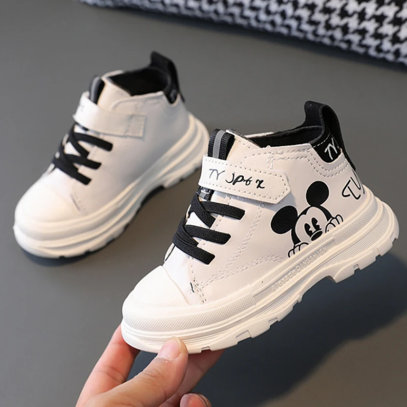 Disney Children Casual Shoes Boys Girl Sneakers Spring Autumn Kids Boots Shoes Mickey Mouse Boys Casual Shoes