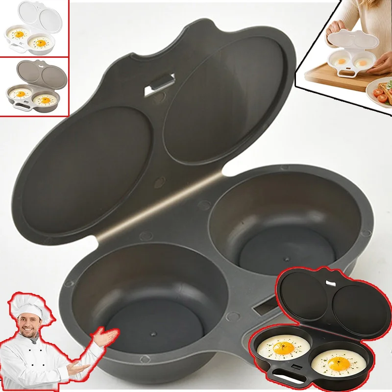 Microwave Egg Cooker With Lid And Handle, Unique Dual Slot Structure,designed For High-speed Oil-free Cooking For Busy Mornings