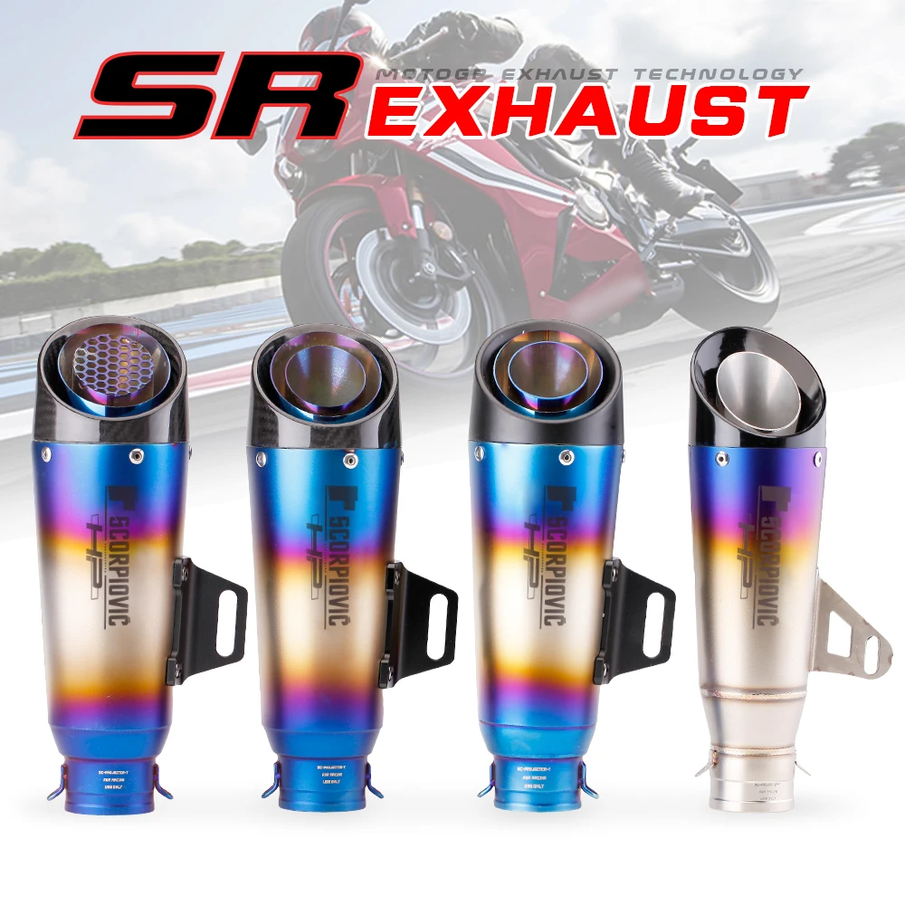 51MM 61mm Modified Motorcycle Carbon Fiber Exhaust Muffler for YZF FZ6 R1 R6 R3 MT07 zx6r z800 z900 mt09 fz09 gsxr750 cbr300