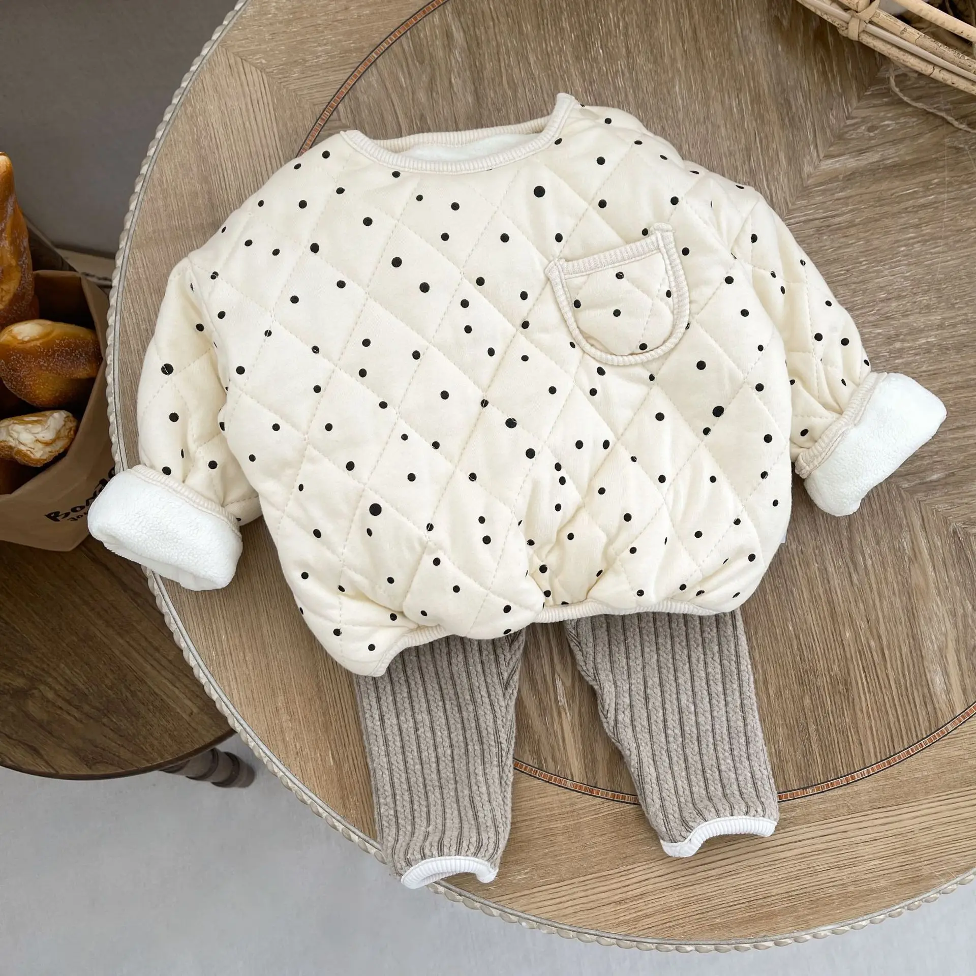 2026 New Autumn and Winter Double-layer Velvet Warm Embroidered Cotton Top Jacket for Infants and Young Children