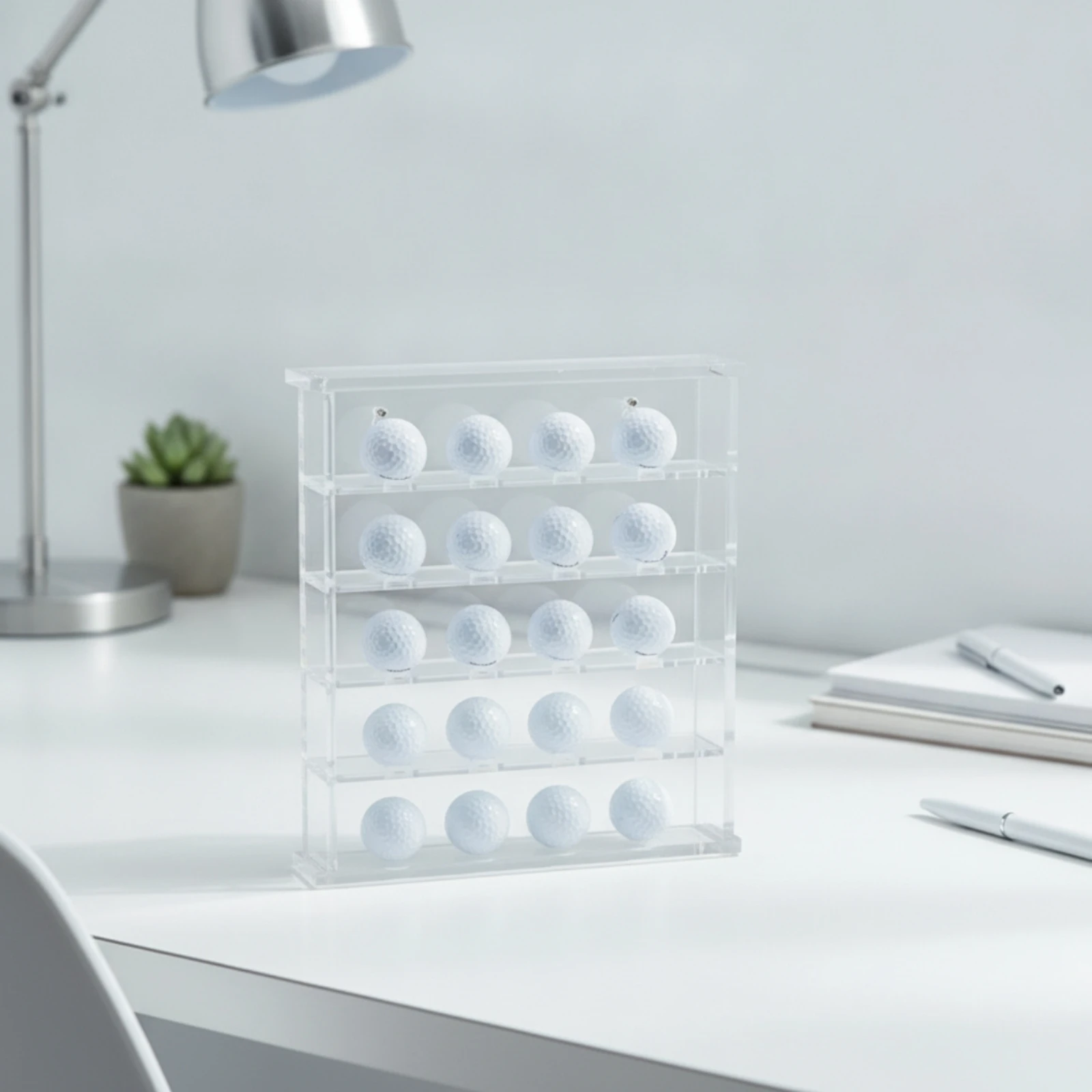 Display Rack Slim Golf Ball Collection Display Case with Tiers for Club Room, Office