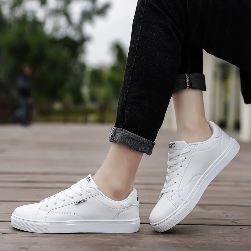 

White Shoes Men Leather Sneakers Boys Casual Cheap Shoes Spring Runway Vulcanized Shoes Man's Sneakers