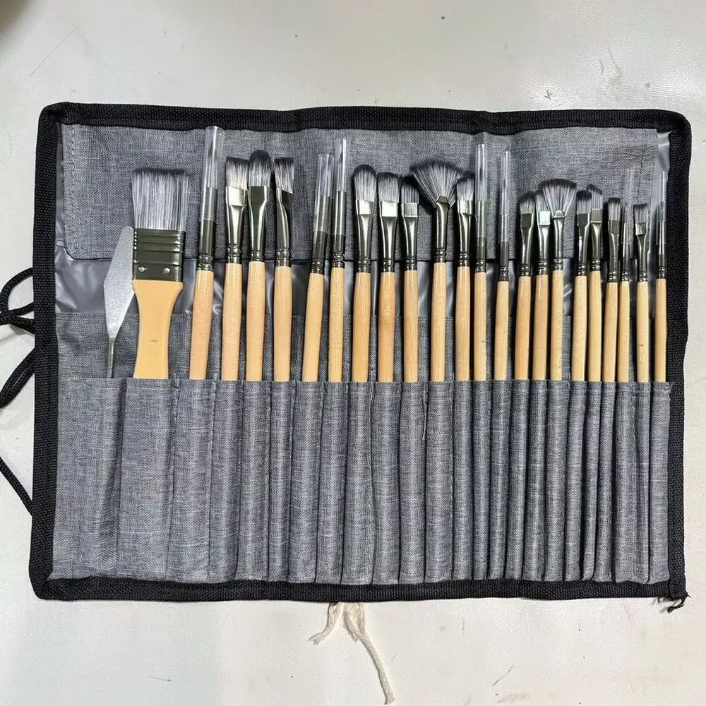 Artist Painting Brush Palette Set Essential Drawing Tools Nylon Hair For Oil Acrylic Watercolor Professional Supplies