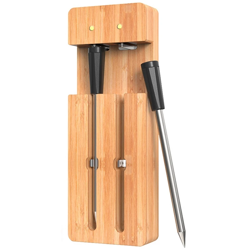 

1Set Smart Meat Thermometer Black& Wood Color For Grilling And Smoking Waterproof