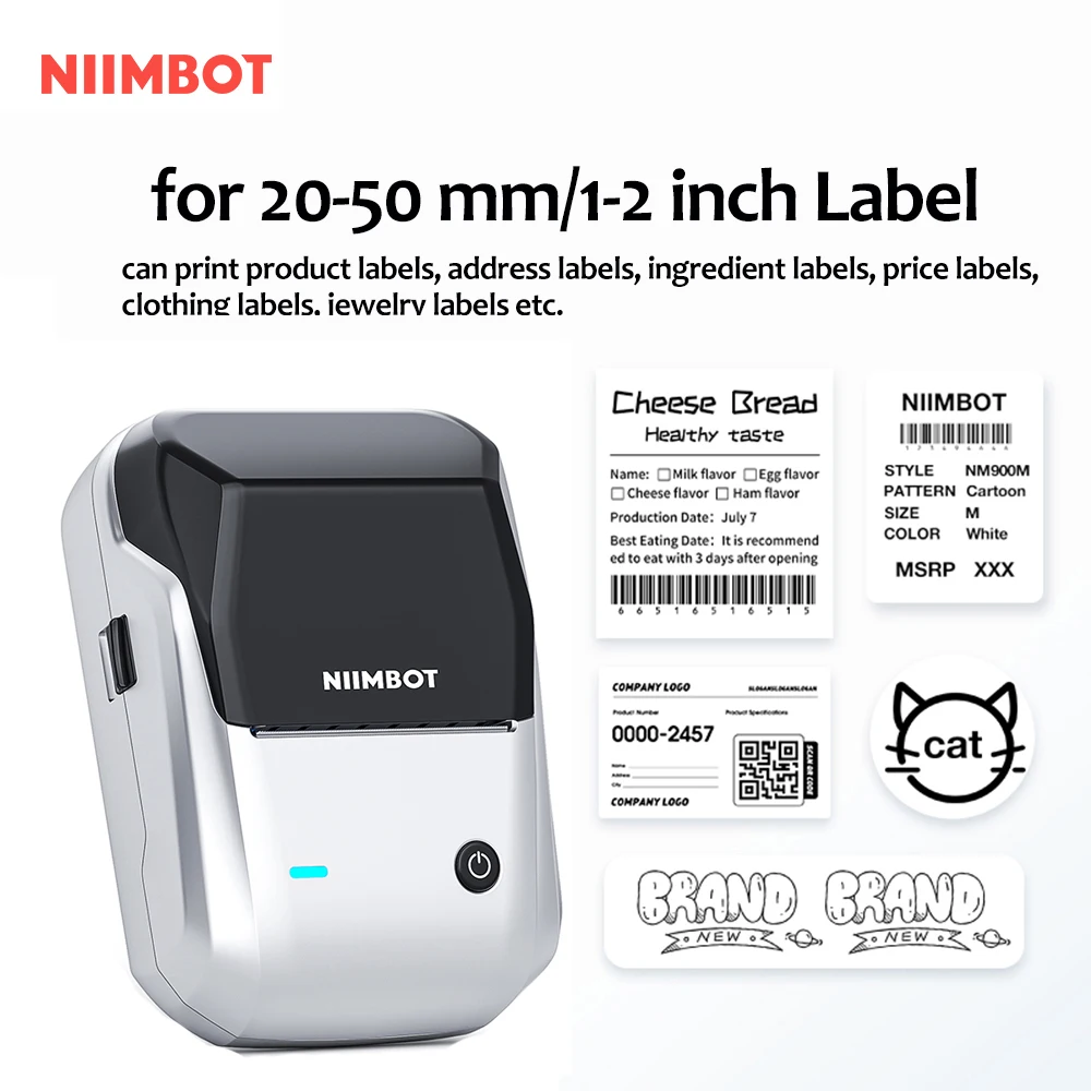 Imagem -03 - Niimbot b1 Wireless Thermal Label Printer Código de Barras qr Code Sticker Maker Largura 2050 mm Tag Preço Photo Casa Comercial