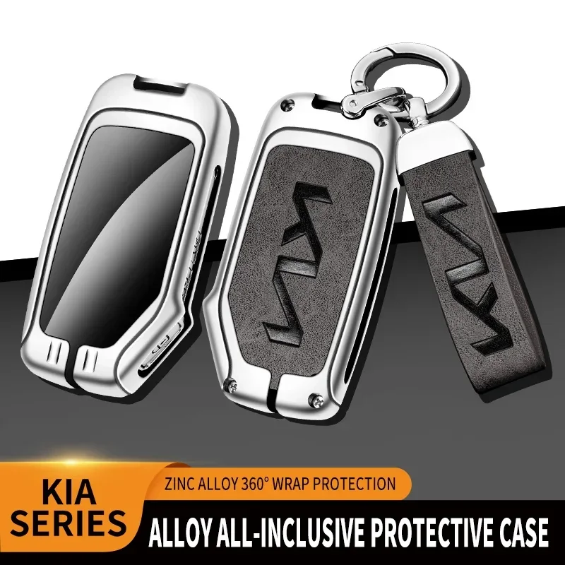 

Car Alloy Leather Key Case Remote Protector Keyless For KIA Sportage R GT Stinger Sorento Ceed Cerato Forte Niro Soul Telluride