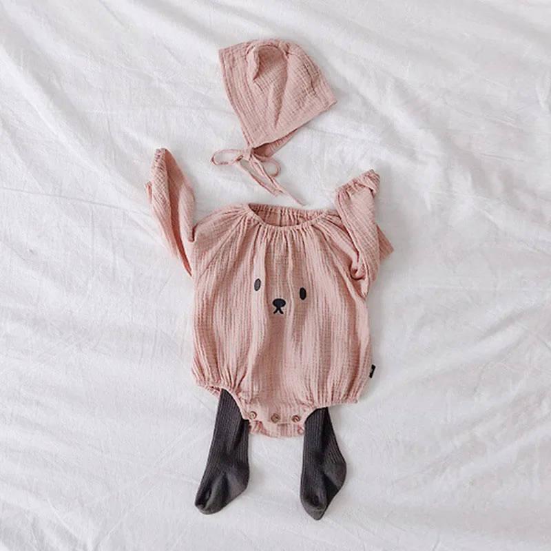 Newborn Baby Bodysuit With Hat Long Sleeve Organic Cotton Infant Girl Boy Clothing Photography Costumes Baby Girl Boy Clothes