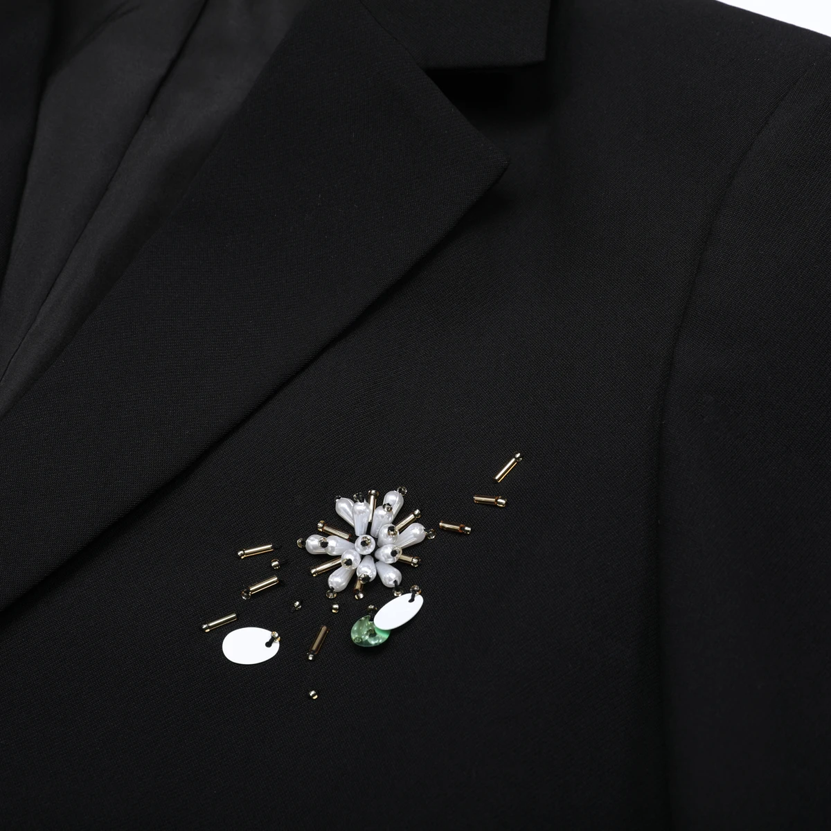 Spring And Autumn New Fashionable Women's Temperament Professional Heavy Industry Nail Bead Long Sleeve Piece Suit Top Coat