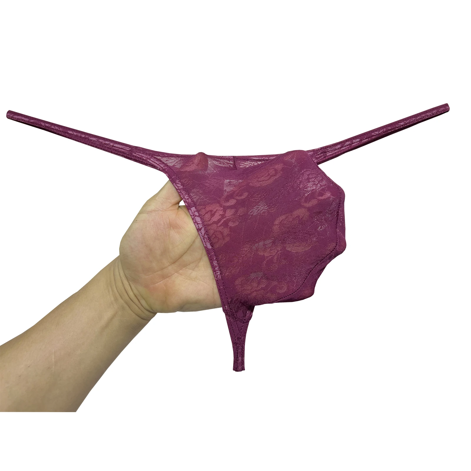 

Sexy Men's Sheer Lace Thongs Micro Underwear String Tangas Male G-string Low Rise Bikini Briefs Pouch