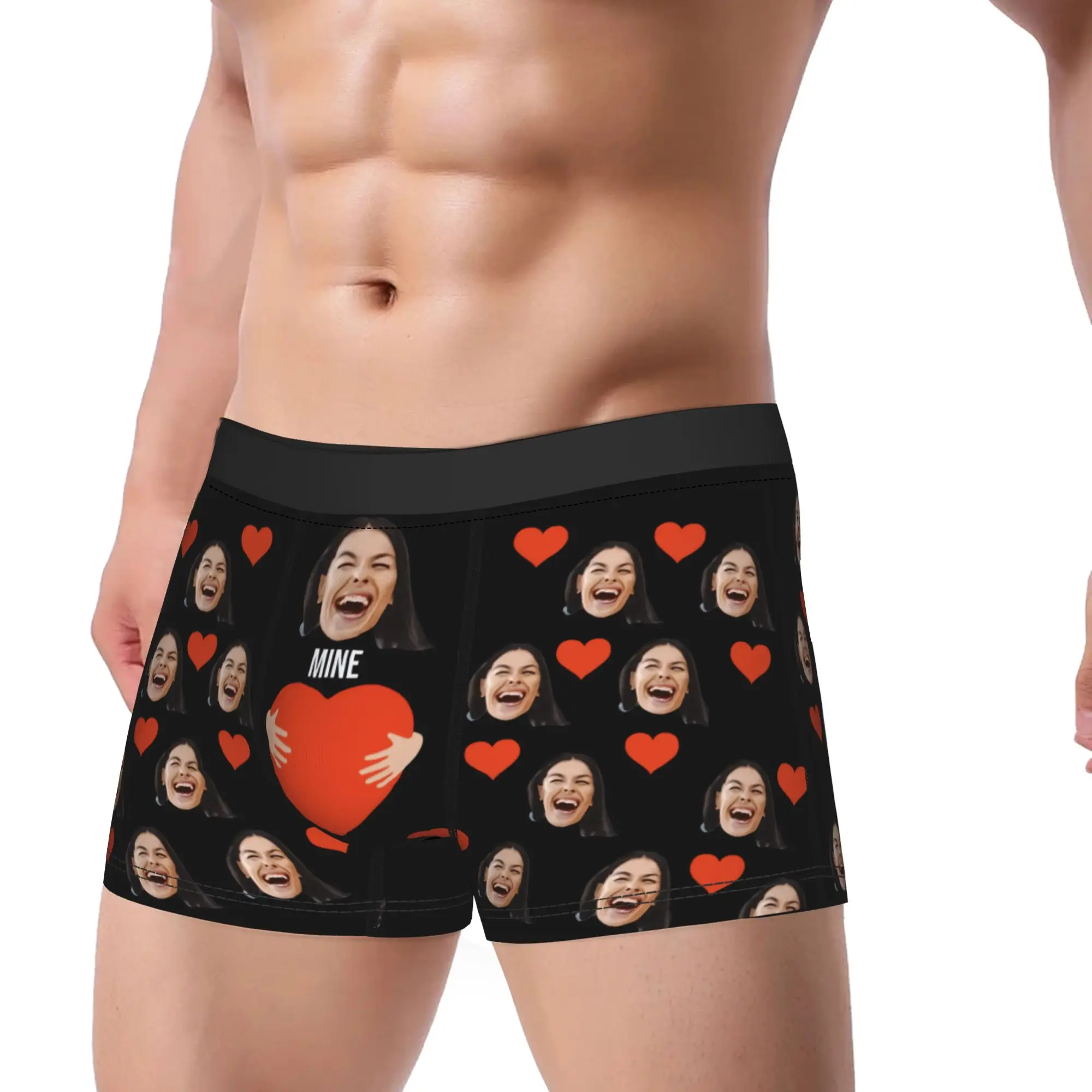 Sexy Boxer Valentine's Day Mine Love Customized Shorts Panties Briefs Men Underwear Custom DIY Soft Underpants for Homme S-XXL