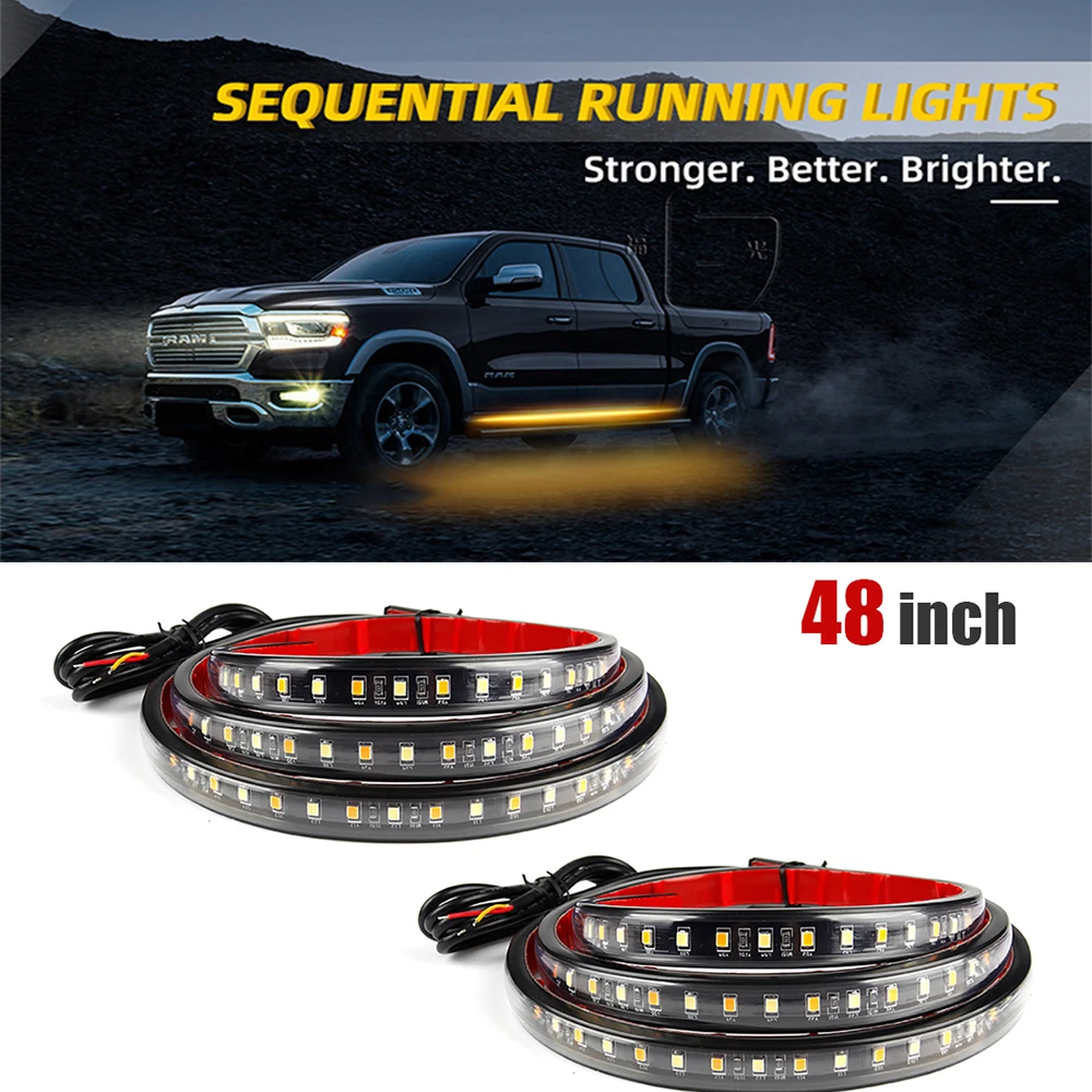 

2PCS 12V LED Running Board Light Strips For Raptor Dodge Tundra Car Door Lights Side Marker Pickup Truck Accessories Signal Lamp