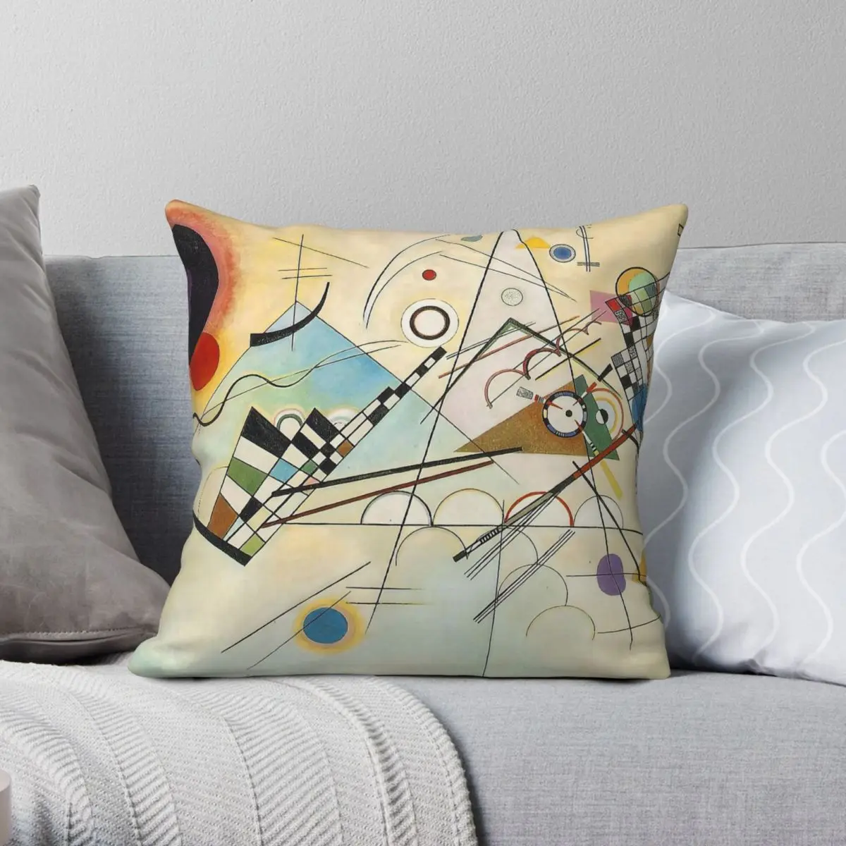 Wassily Kandinsky Composition Square Pillowcase Polyester Linen Velvet Creative Zip Decorative Sofa Seater Cushion Cover