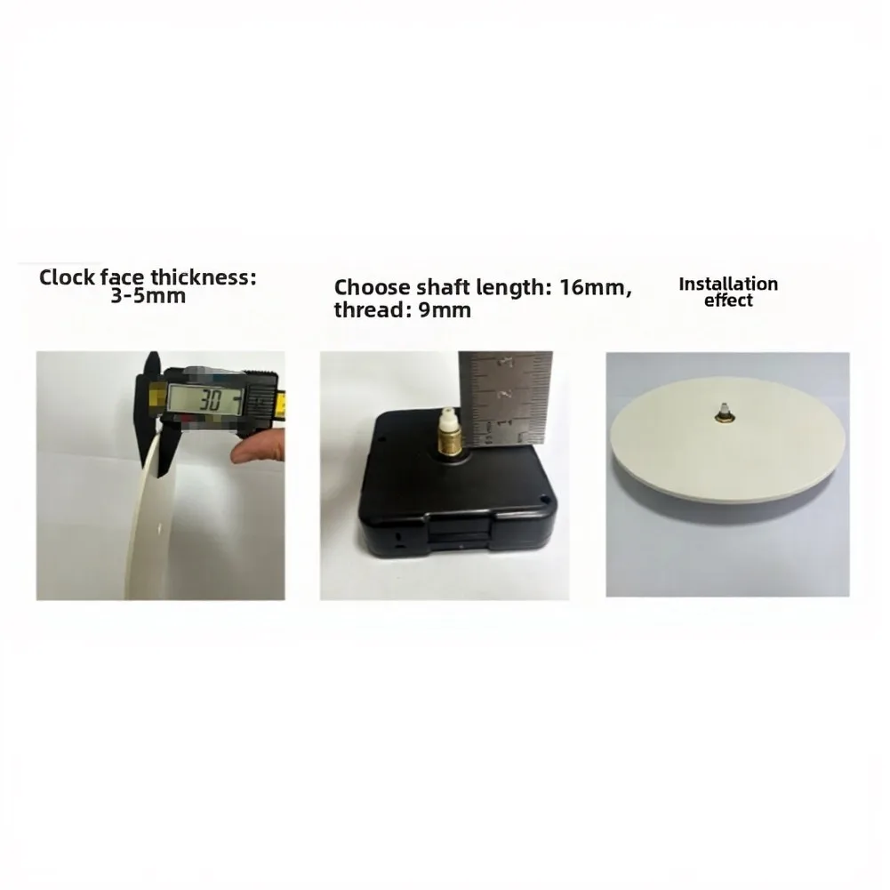 Clock Movement Replacement Kit with Quartz Accuracy for 16mm Shaft and 9mm Thread Applications in Wood or Metal