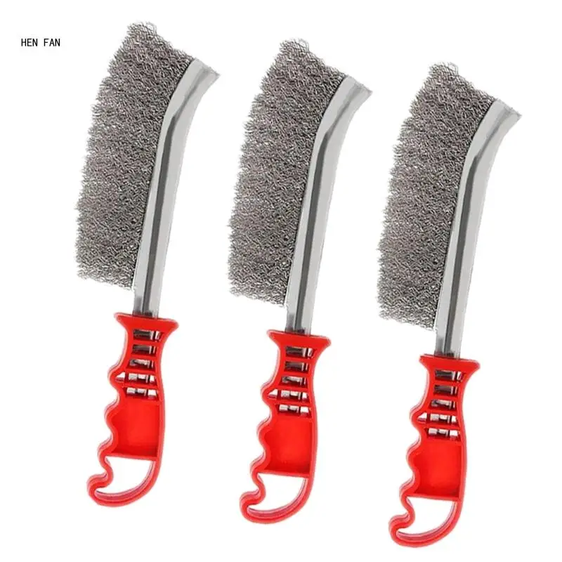 

3 Pcs Steel Wire Brush Plastic Handle Rust Removal Brush Heavy Duty Wire Brush M89D