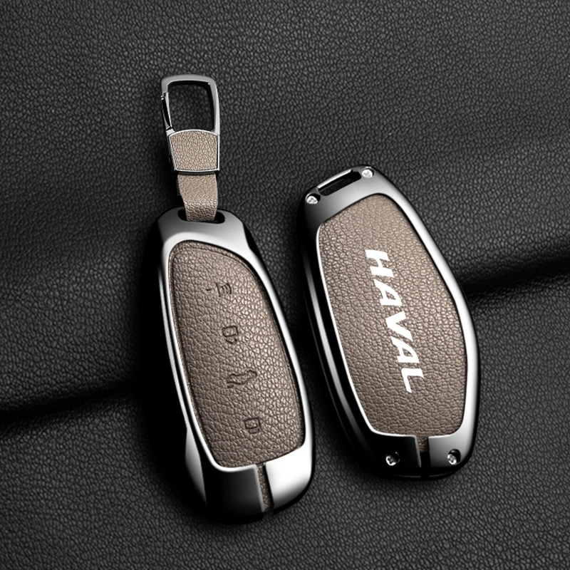 New Goatskin Grain Zinc Alloy Car Key Case Cover For Haval H6 H7 H4 H9 F5 F7 H2S F7X Auto Holder Shell Fob Keychain Accessories
