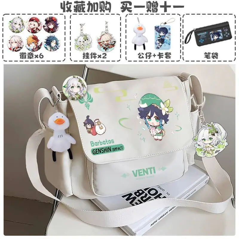 Torba na ramię Genshin Impact Zhongli Xiao Kaedehara Kazuha Collaboration Crossbody Student Tote Canvas Shoulder Bag Anine