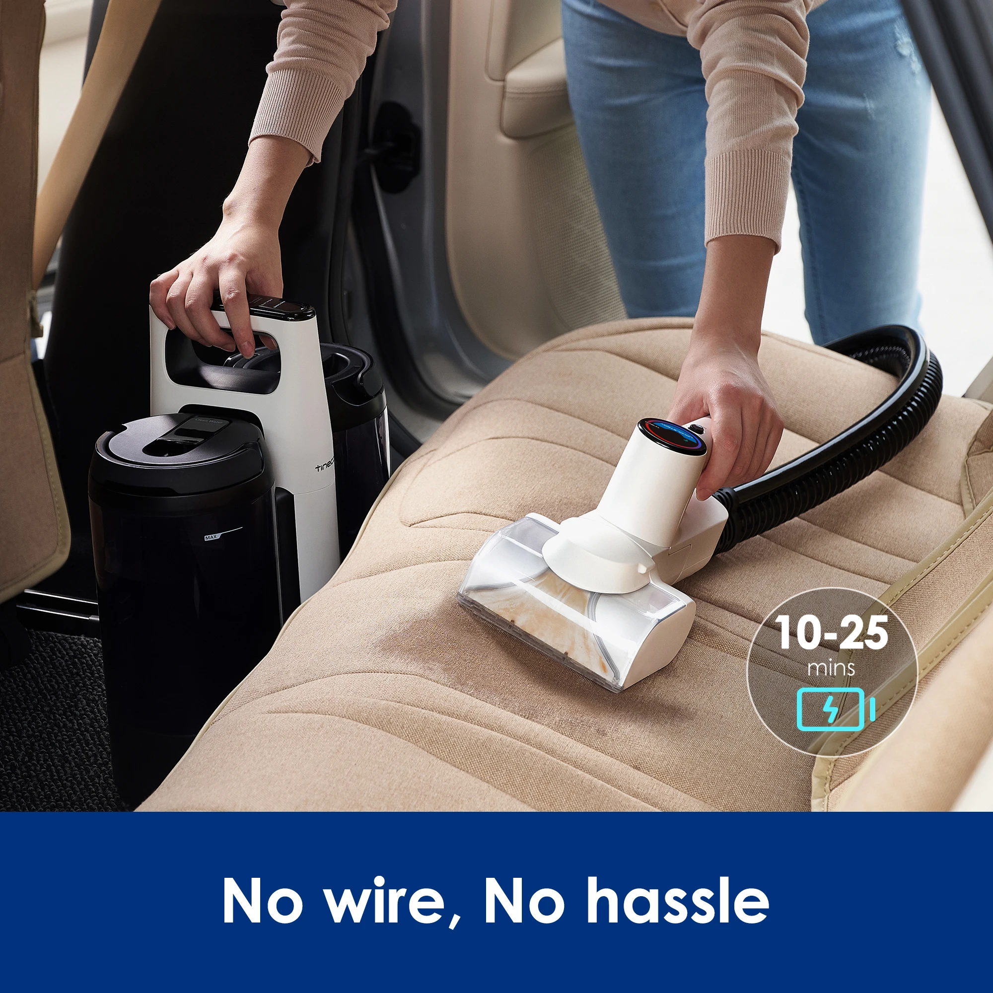 Tineco-limpiador de alfombras inalámbrico inteligente One Spot Essentials, aspirador ligero, pantalla LED